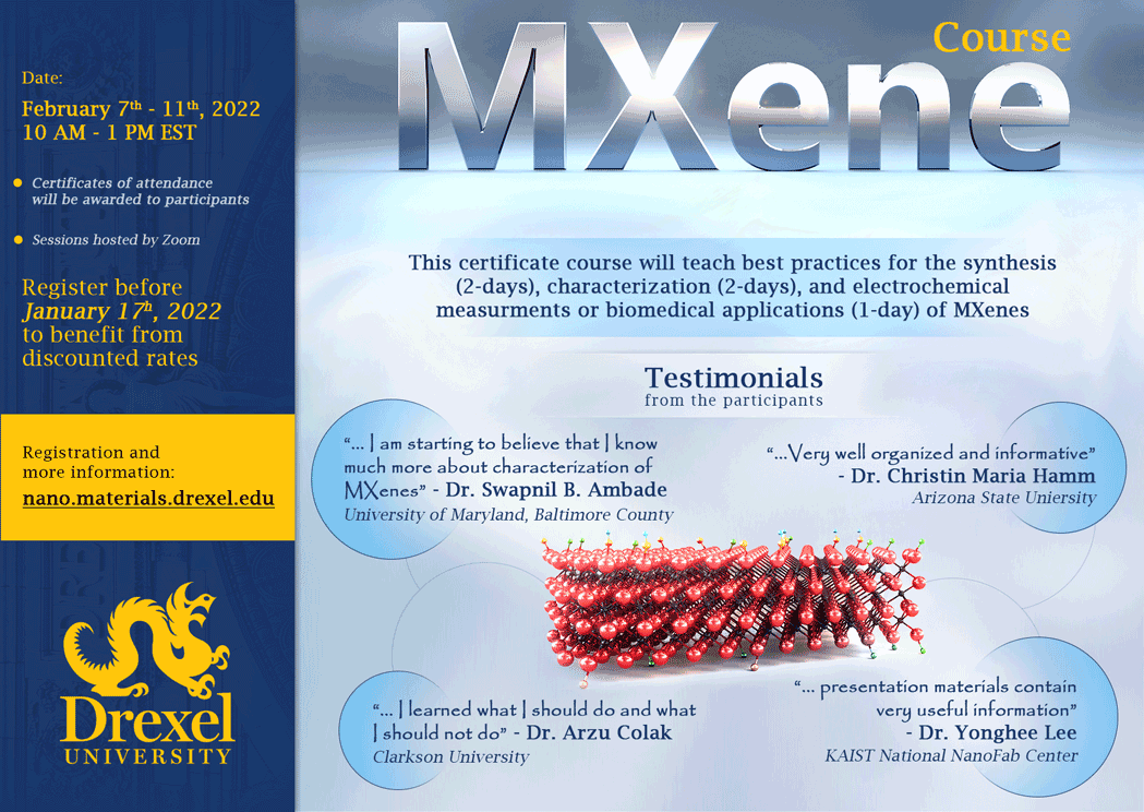 Register Now For The Upcoming MXene Certificate Course, February 7-11, 2022