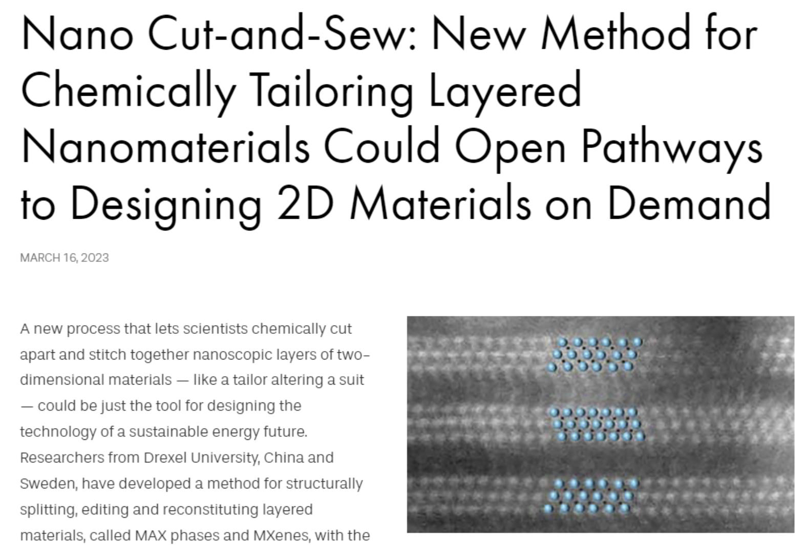 Drexel Press Release: Nano Cut-and-Sew